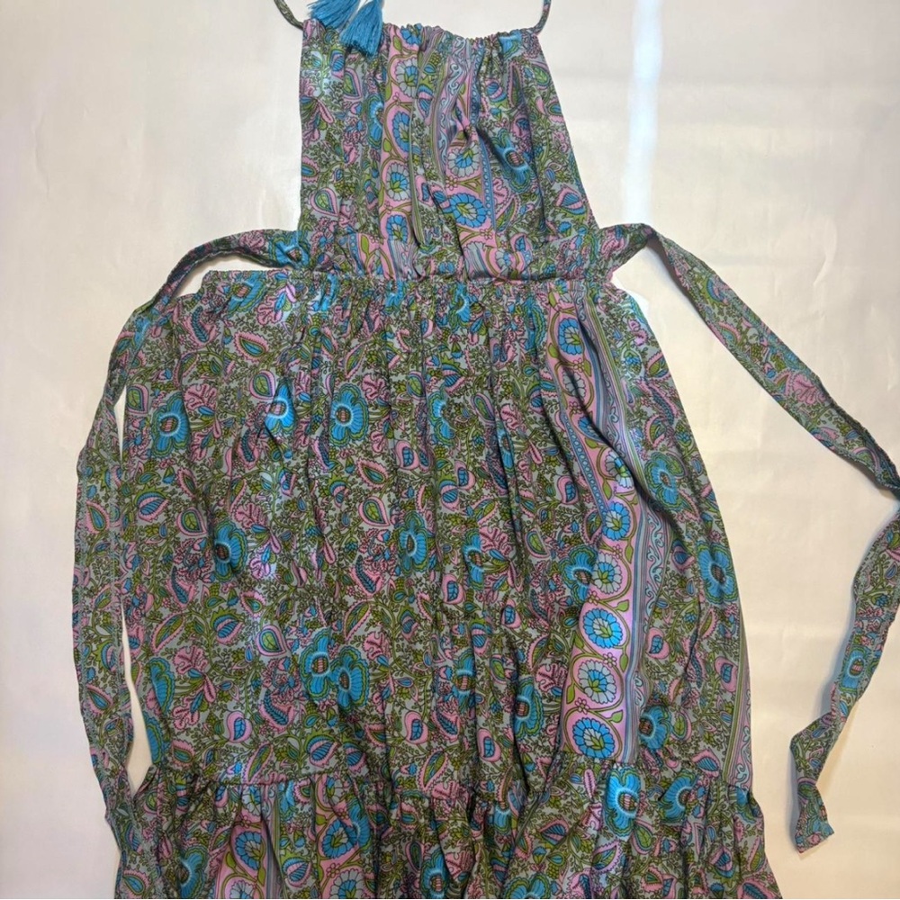 Karma Highway- Green Paisley Halter Apron Dress. Size Small. - Picture 2 of 4